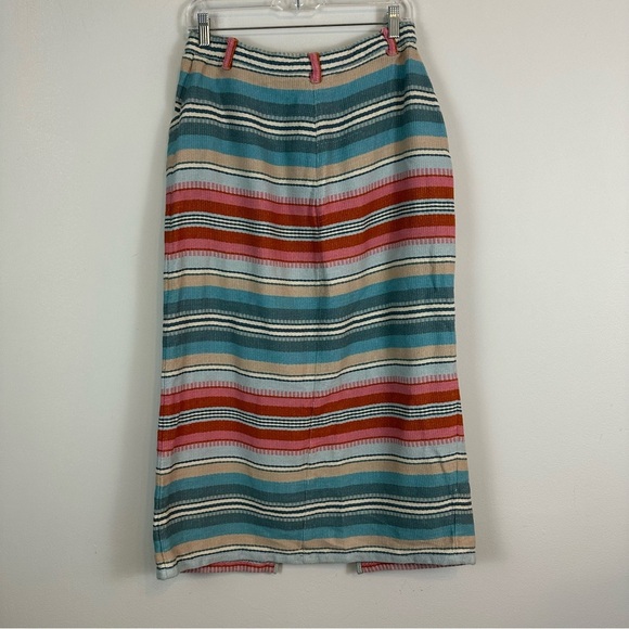 Denim & Co. | Western Colorful Stripe Midi Length Skirt Size Large - Picture 5 of 5